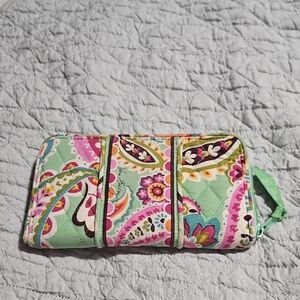 Vera Bradley Floral Paisley Wallet - Green and Pink